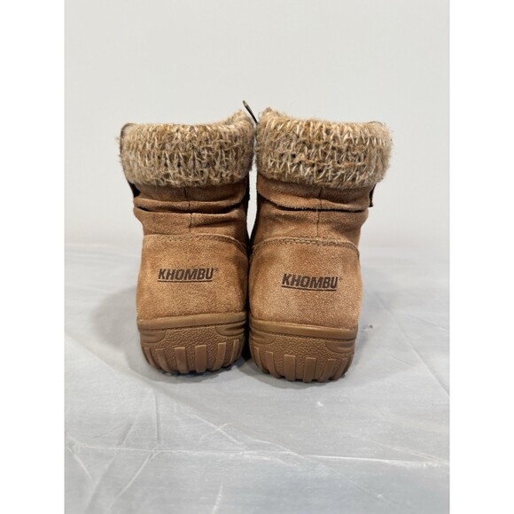 Khombu Women’s Tan Suede Ankle Boots Sweater Cuff Winter Boot Size 9 - Picture 2 of 8
